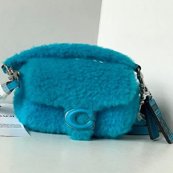 COACH x Lil Nas X Tabby 12 Shearling 2 Way Bag Montero Blue CP940 - Picture 4 of 14